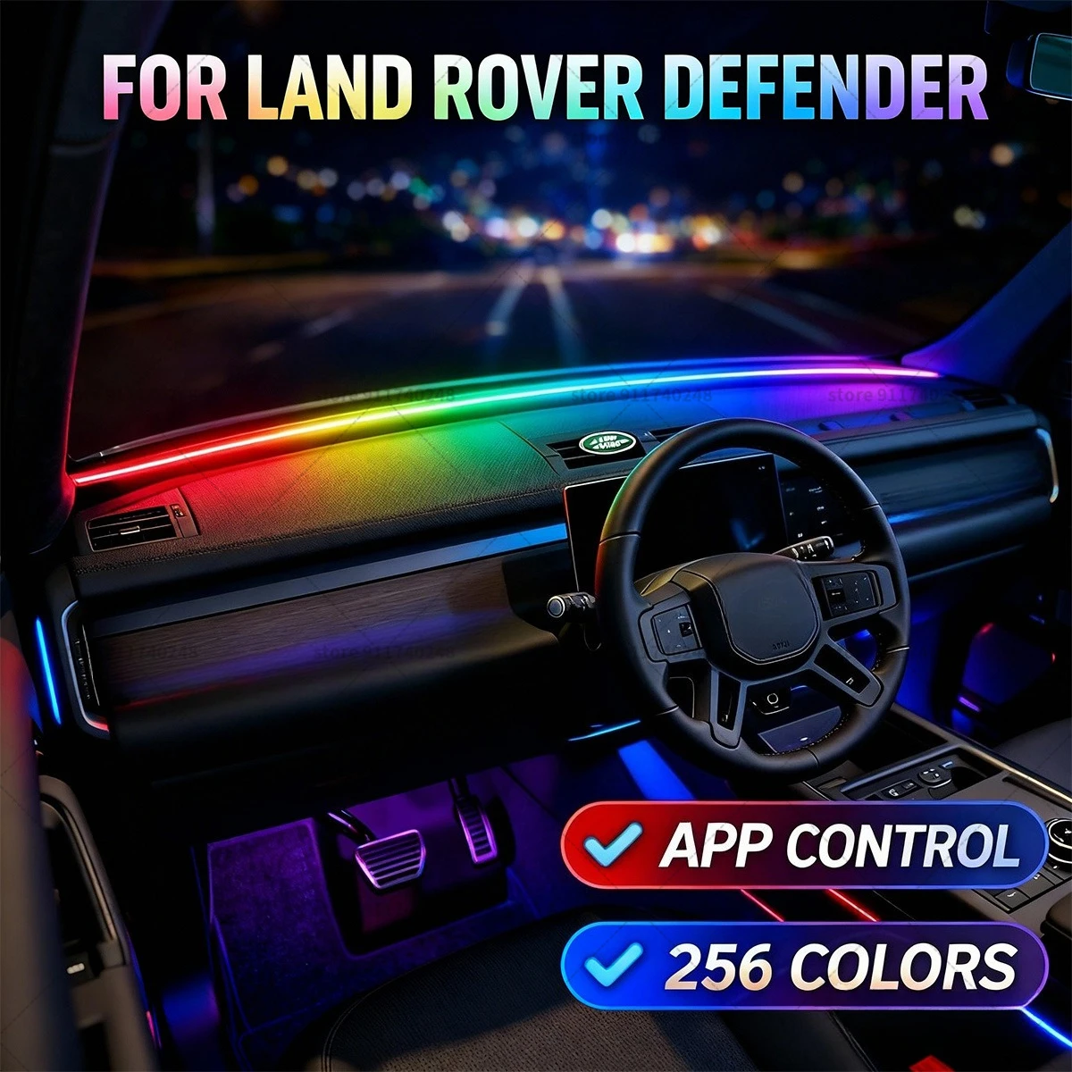 

For Land Rover Defender Automotive decoration light strip,colorful acrylic front windshield soundproofing strip,ambience light