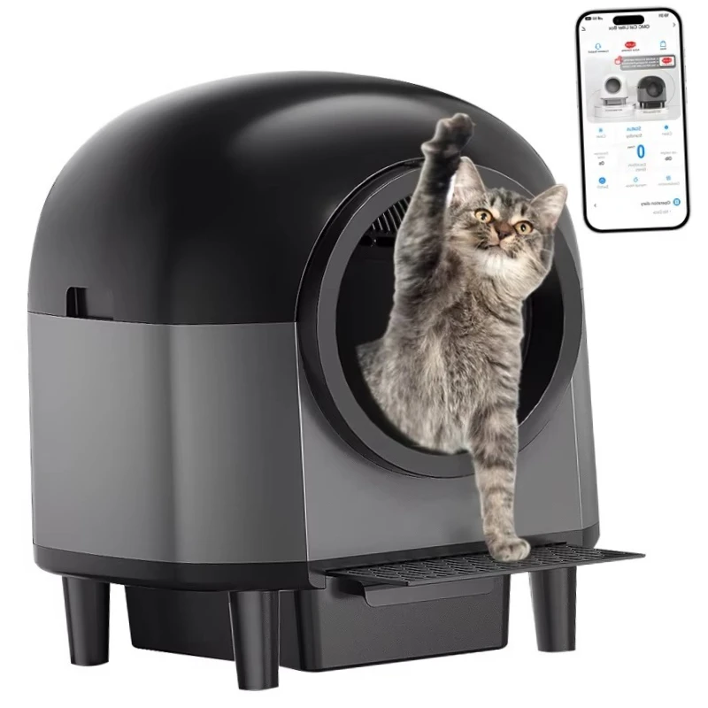 Automatic Cat Litter Box Smart Self-Cleaning with APP Control 10 Safety Sensors Electric Odor Control Pet Toilet