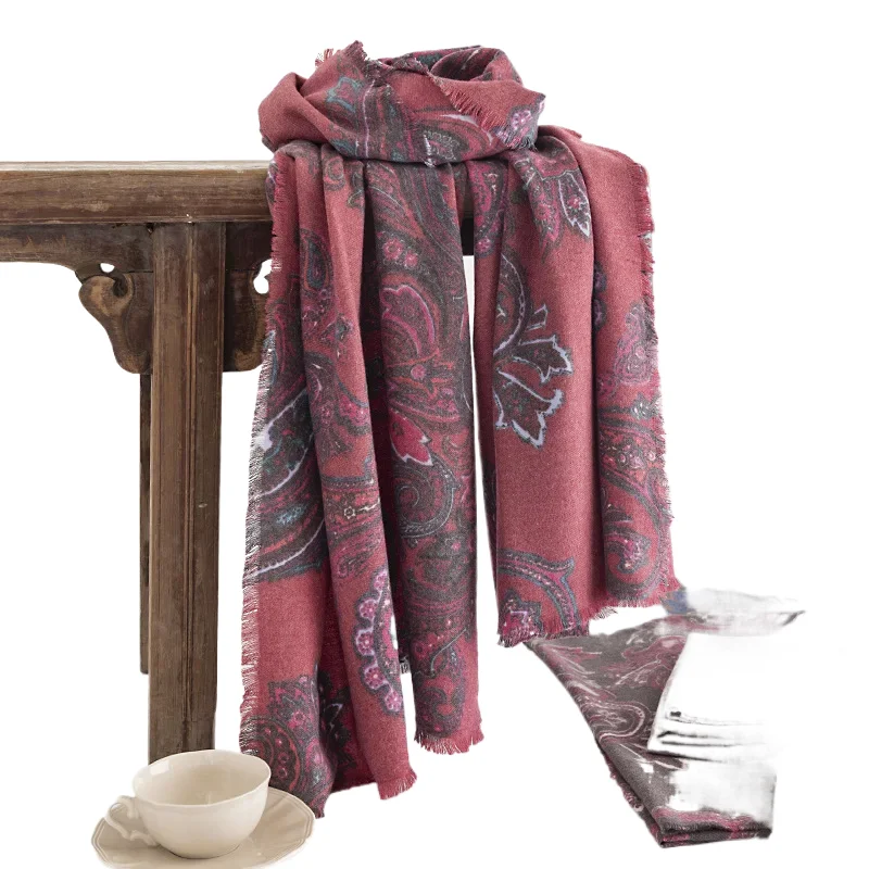 

Winter Fashion Cashew Printed Scarf for Women Retro Luxury Cashmere Warm Scarves Shawl Clothing Accessories Gift Шарф