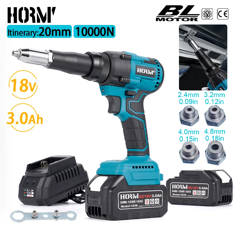 

10000N Brushless Electric Rivet Gun 2.4~4.8mm Cordless Rivet Nut Gun Drill Insert Automatic Riveting Tool For Makita 18V Battery