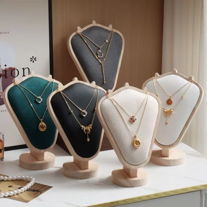 

Necklace Display Stand with Beige Flannelette Soft Mat Necklace Holder Organizer Desktop Stand for Home Store Dresser