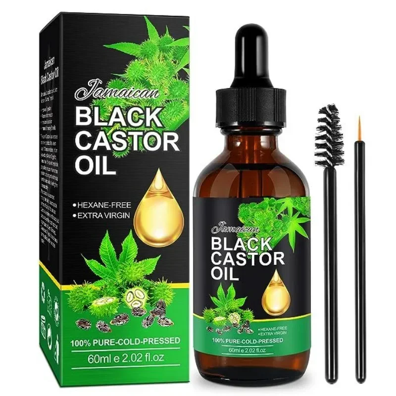 60ml Organic Castor Oil for Hair Growth Jamaican Black Castor Oil Nourish Eyelashes and Eyebrows Scalp, Skin and Nails Care