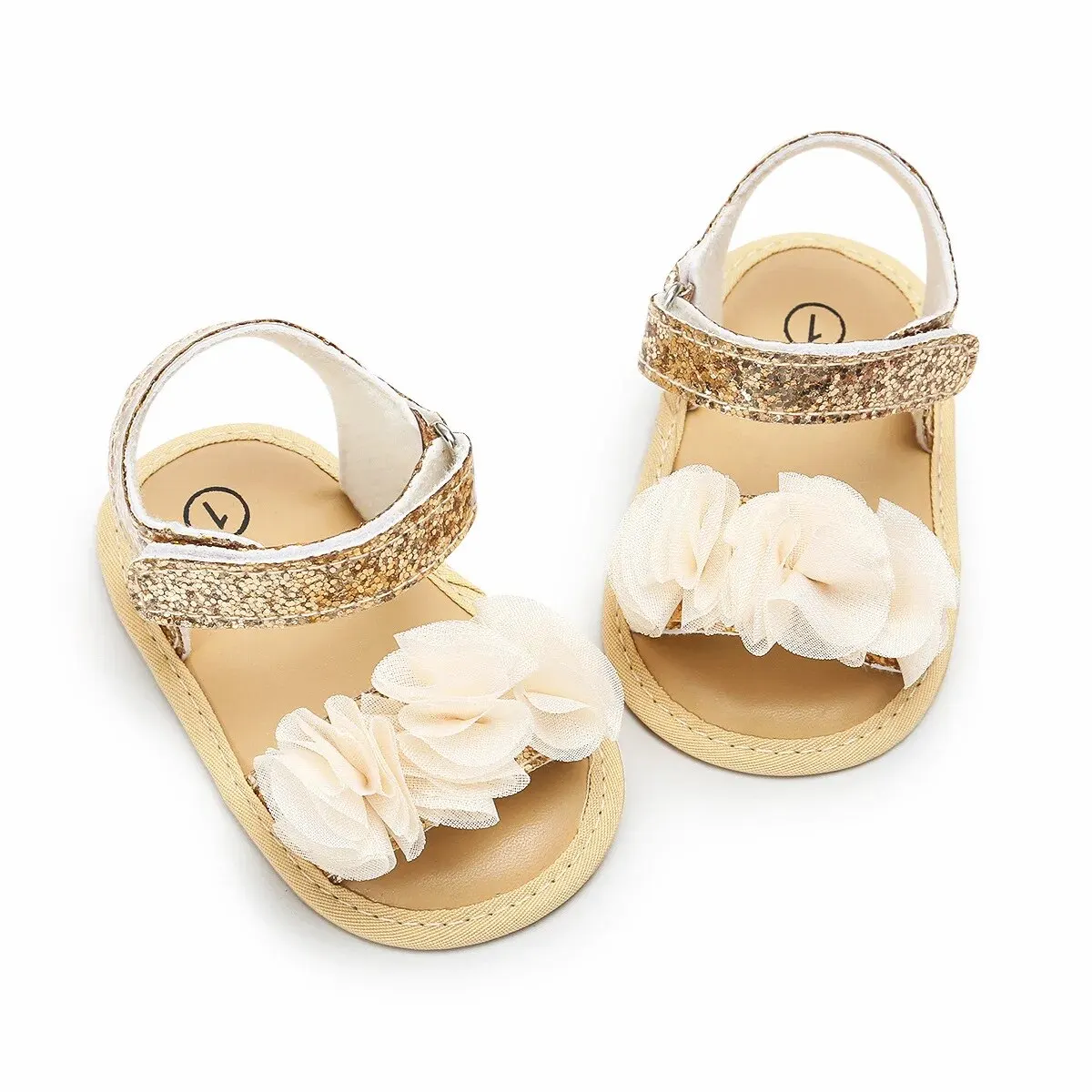 Meckior Summer Baby Girls Shoes Floral Border Lace Garden Sandals Cotton Sole Anti-slip Baby Dress Girl Sandals First Walker