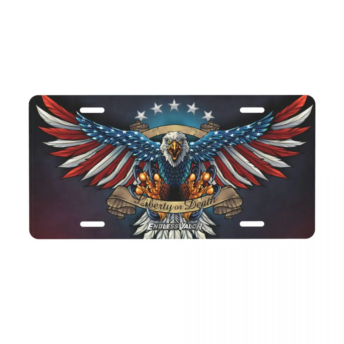 Customized Funny Eagle With US Flag Wings Decorative Metal License Plate American Flag Aluminum Car Front Vanity Tag 12x6 Inch