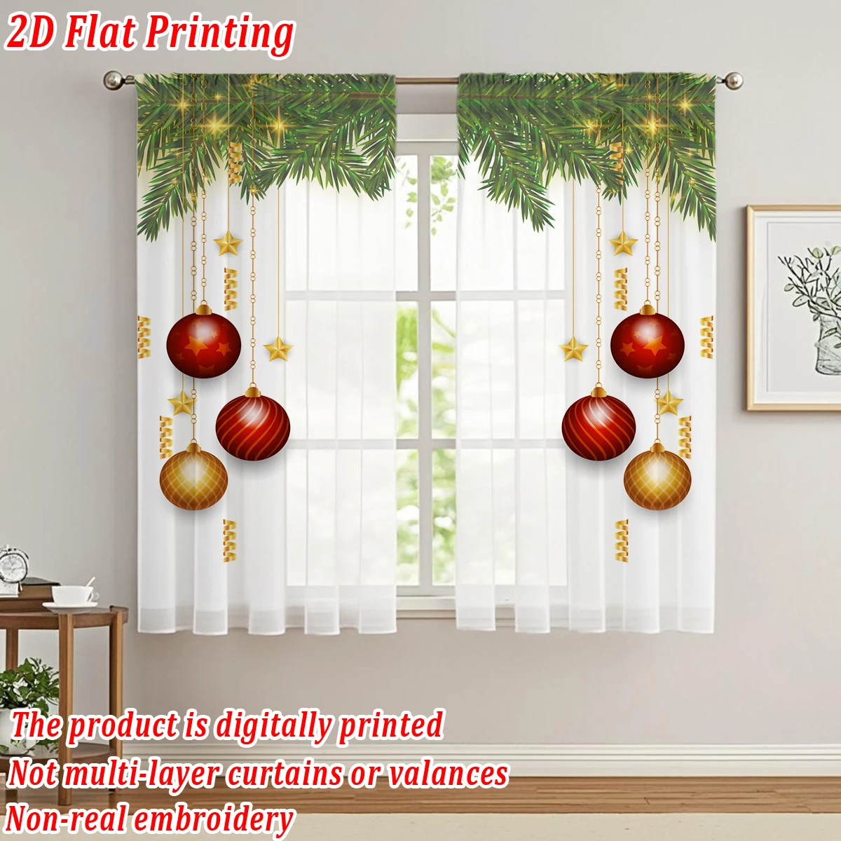 عيد الميلاد شقة الطباعة المطبخ شير الستار مع عيد ميلاد سعيد الكرة ستار زخرفة الصنوبر فرع لعيد الميلاد ديكور المنزل الطرف
