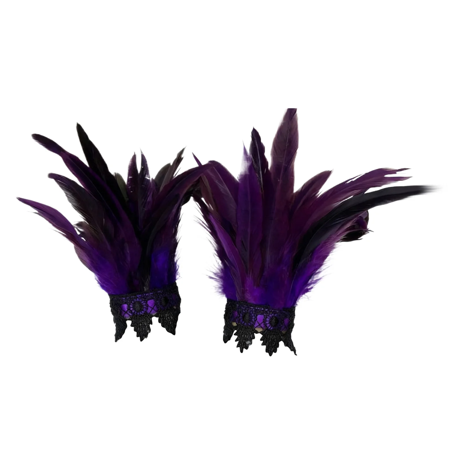 สายรัดข้อมือขนนกสไตล์โกธิคพังก์สำหรับผู้หญิง อุปกรณ์เสริมสำหรับงานคาร์นิวัล การแสดงบนเวที