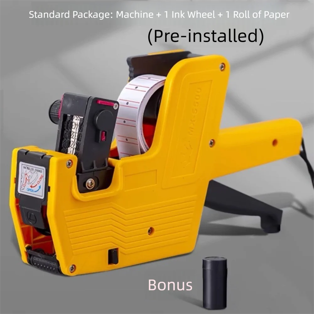 

1 Roll Labels + 1 Ink Digital Tag Printer 8 Digits Display MX-5500 Price Label Printer Supermarket Office Handheld Labeler