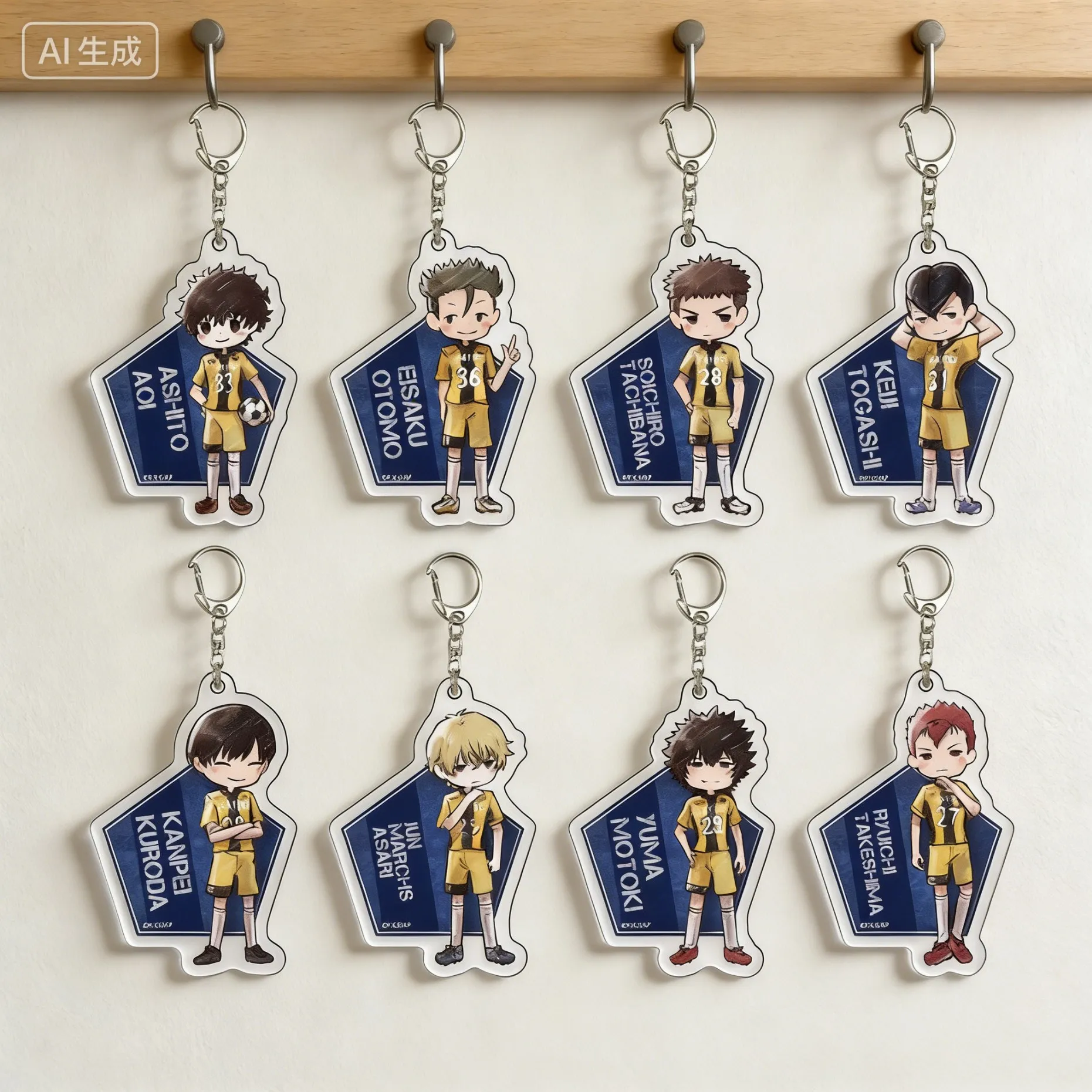 Ao ashi Ani-Art Series Motoki Yuma Aoi Ashito Q-style  Human-shaped Acrylic Pendant Keychains bag decorations Holiday Gifts
