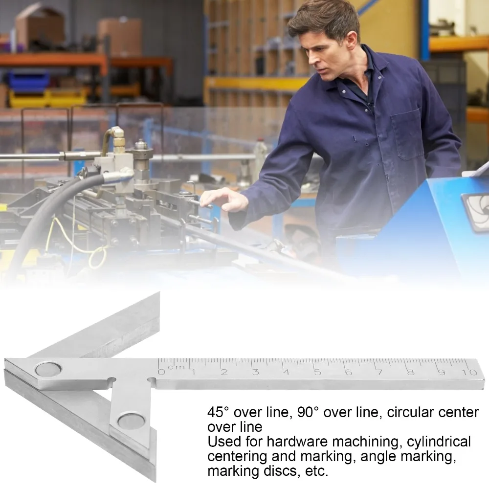 Carbon steel Center Finder Gauge 45/90 Degree Right Angle Angle Gauge Ruler Round Bar Marking 100 x 70mm