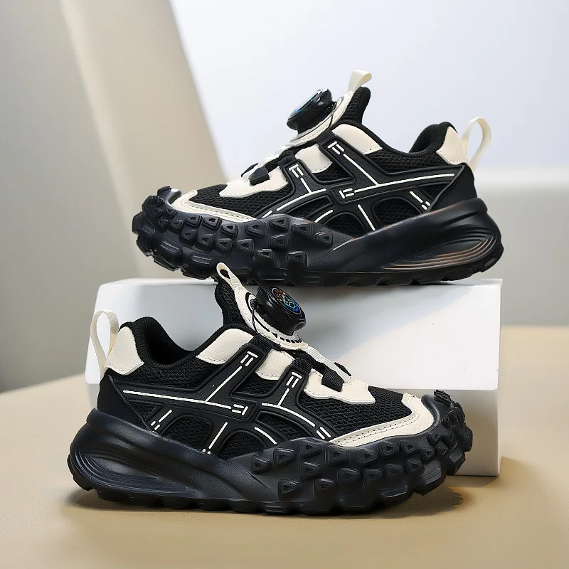 

Обувь для мальчиков от 6 до 12 лет, модные новые кроссовки с поворотной застежкой для детей, универсальные повседневные сетчатые теннисные кроссовки для девочек, детские кроссовки для школы.