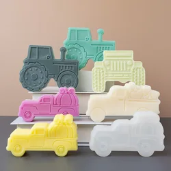 Love Gift Lorry Heart Pickup Truck Silicone Candle Mold Farm Tractor Harvester Soap Resin Mold Boy Birthday Chocolate Cake Decor