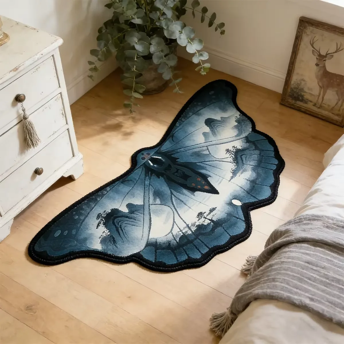 VIKAMA Special-shaped Butterfly Carpet Soft Non-slip Bedroom Bedside Rug Bathroom Entrance Floor Mat Home Decorative Carpet