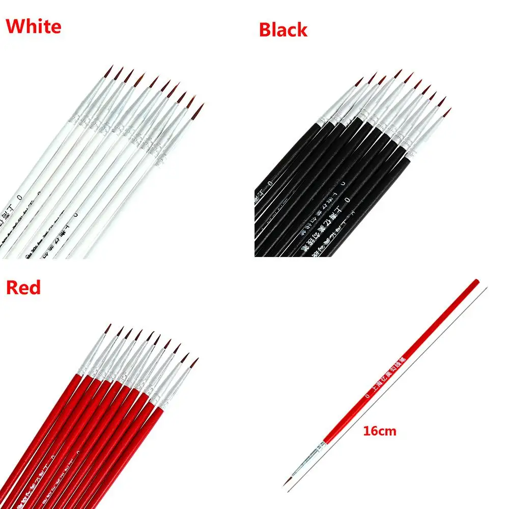 10PCs Fine Hand Painted Thin Hook Line Pen Makeup Drawing Art Pen Paint Brush Nylon Brush Acrylic Painting Pen Nail Art Supplies