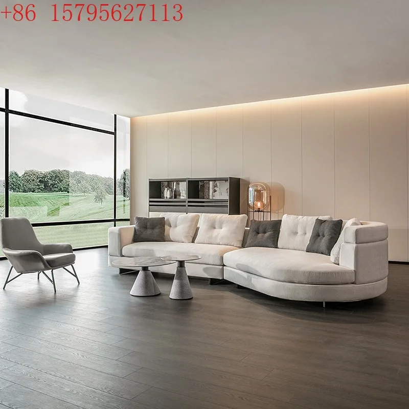 

Italian minimalist fabric sofa Nordic simple modern curved living room corner sofa