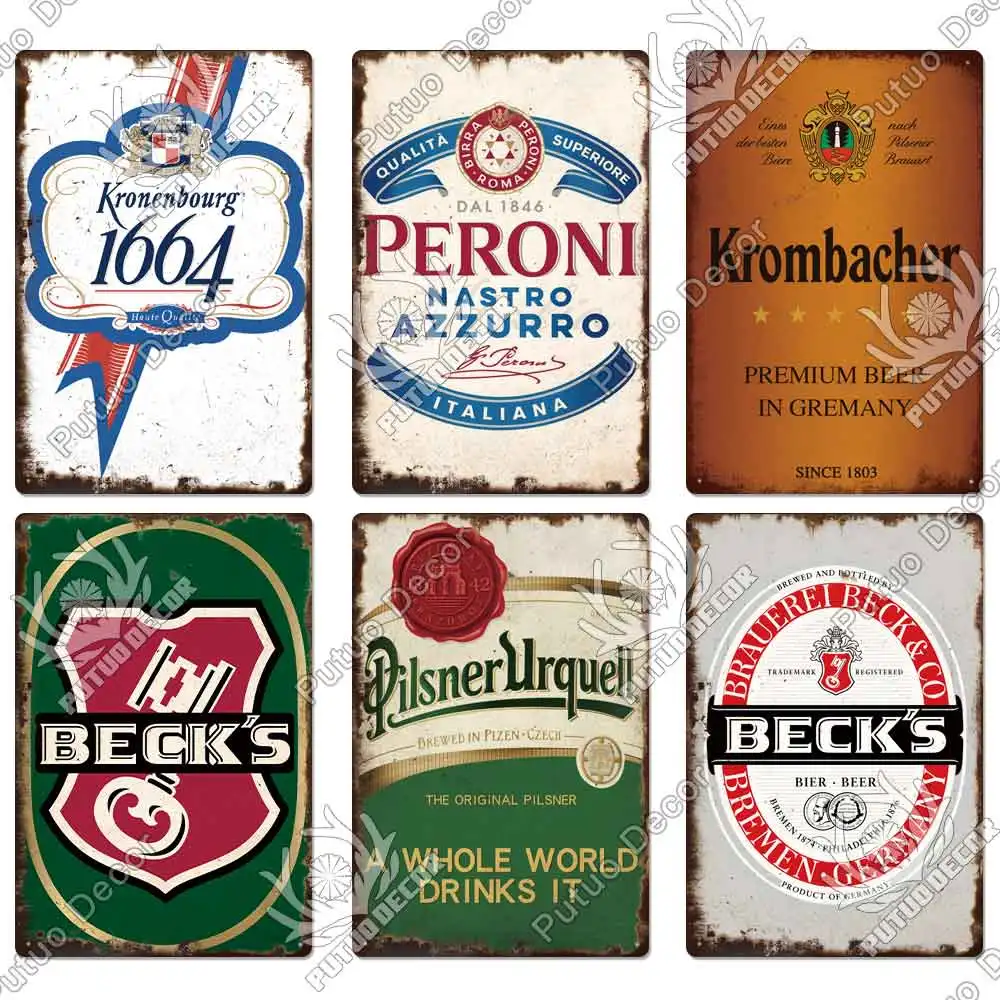 Putuo Decor Beer Brand Vintage Metal Sign Tin Sign Decorative Plaque Home Decor Pub Bar Man Cave Club Decor Wall Decoration