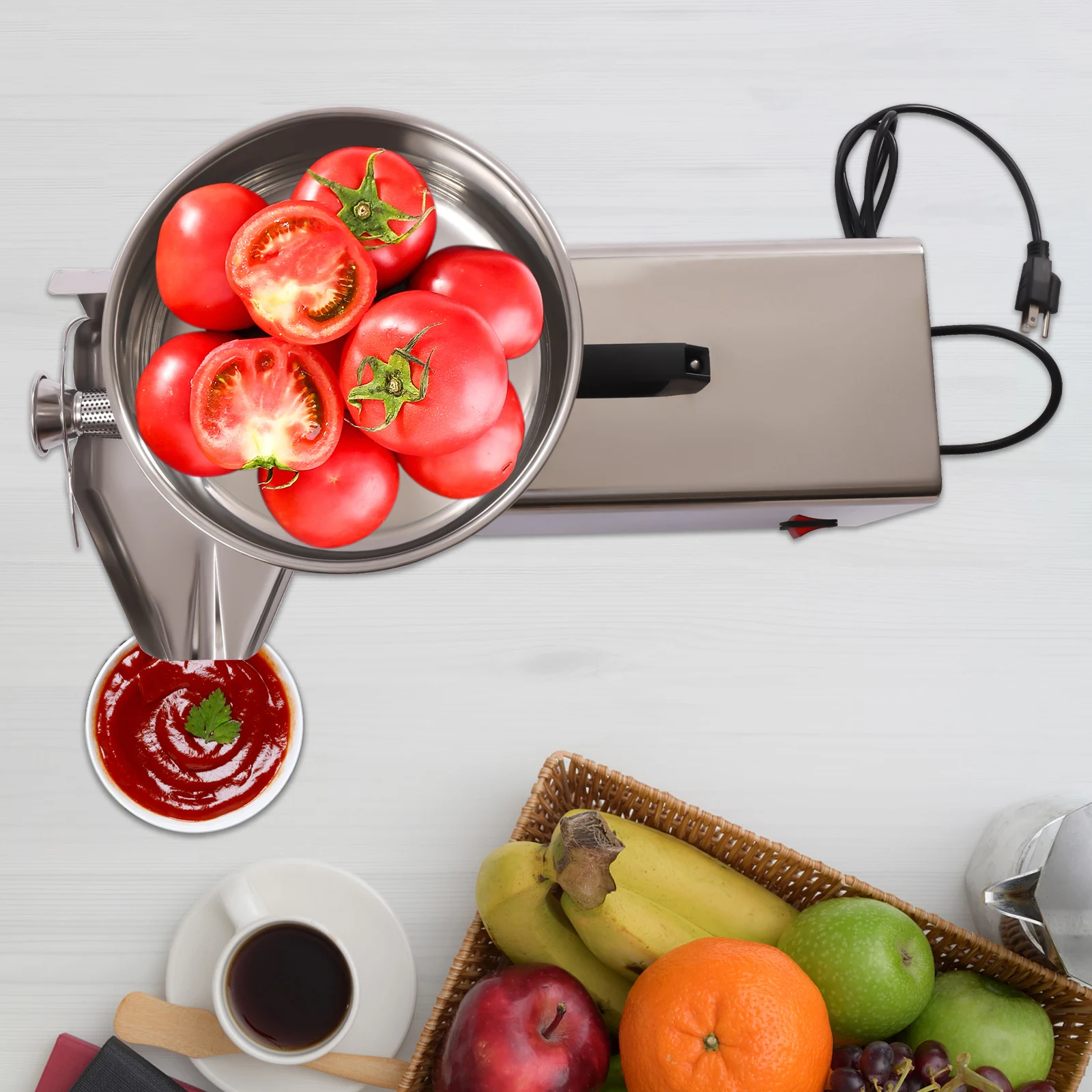 

110V Electric Tomato Strainer 450W Milling Machine Stainless Steel Press and Strainer 50 Kg/H Pure Copper Motor Sauce Maker