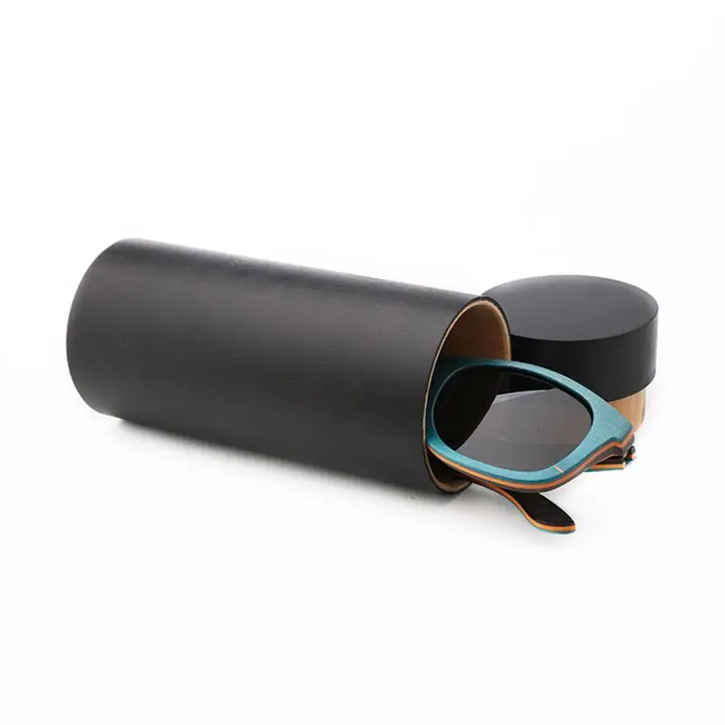 Natural Wood Bamboo Glasses Case Column Shape Retro Wooden Sunglasses Box Smooth Finish Lightweight Cylinder Eyewear Case
