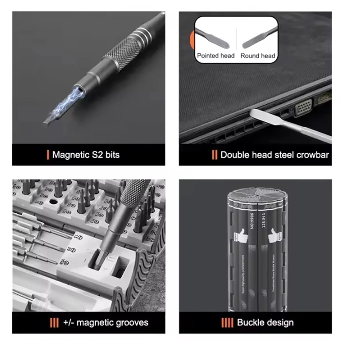 AA98 128 in 1 Precision Screwdriver Set Magnetic Screw Nuts Bits Multi Functional Household Repair Tools Kit for Laptop Pc