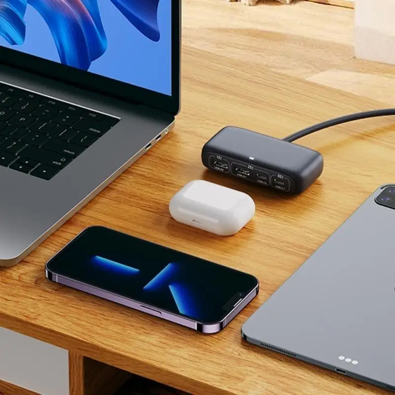 R53C USB C Hub with Total 100W Power Delivery 4Port (2USB C+2USB) 480Mbps Data