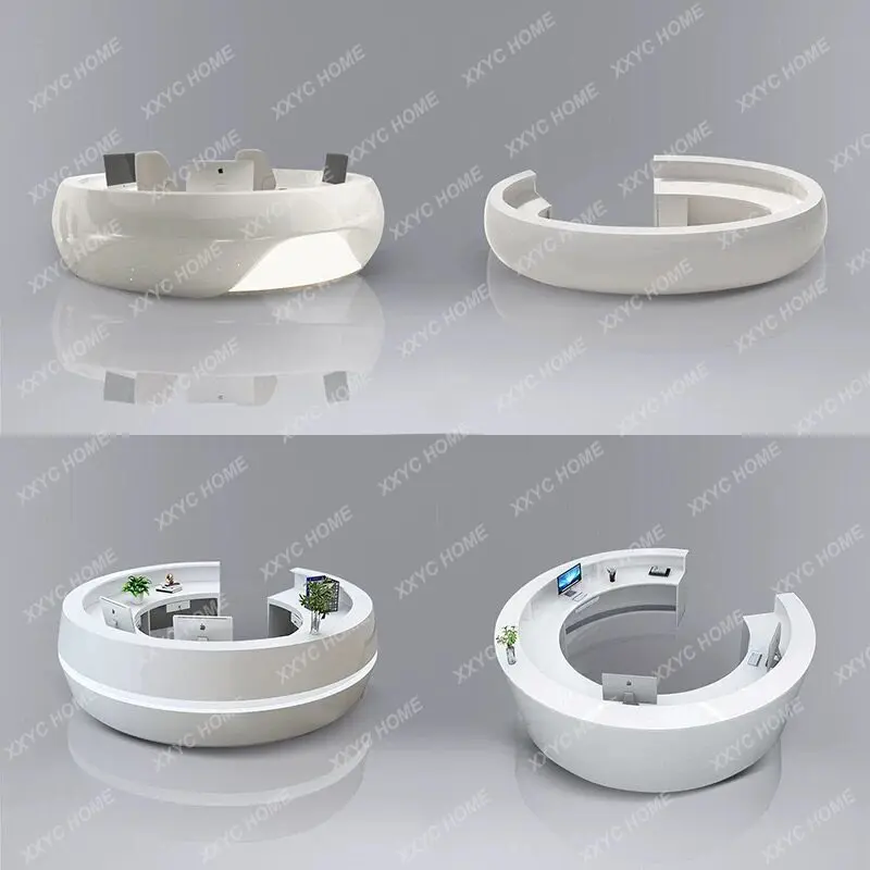 Painted round front desk Company administration hall Reception desk Consultation service desk