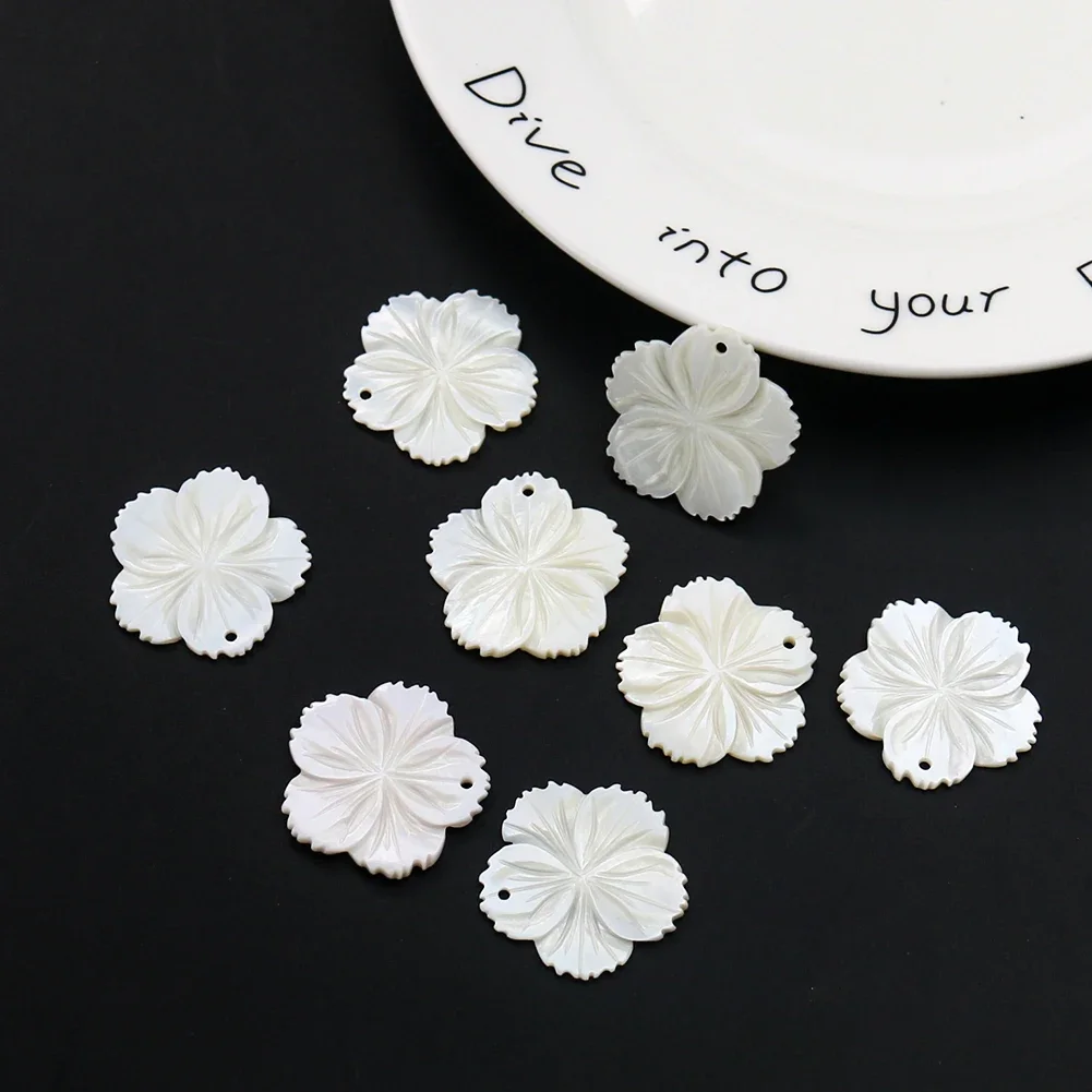 2pcs Natural White Sea Shell Carved Flower Charms Sakura Peach Blossom MOP DIY Necklace Earring Hairpin Jewelry Making Accessory image 3