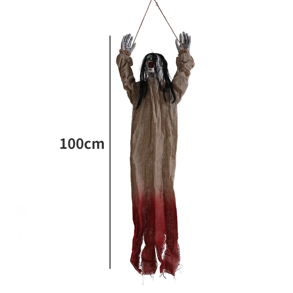 زينة الهالوين معلقة شبح الزحف شبح الشعر الطويل هيكل عظمي منزل مسكون غرفة سرية دعائم رعب مشتركة متحركة 2025