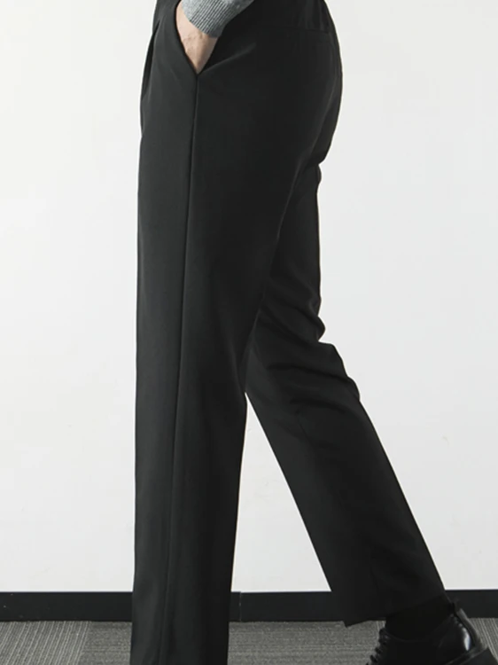 Men's Summer Thin Straight Loose Drape Business Casual Ice Silk Long Pants Cool Style Youth Trend Pure Color West Pants
