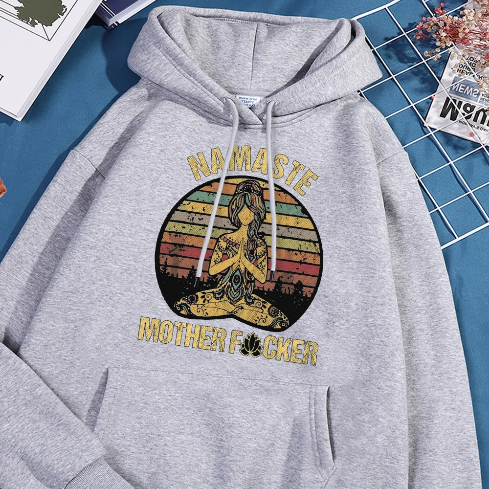 Vintage Namaste Mother Explicit Funny Hoodie Men High Quality Fleece Hoodies Fashion Loose Sweatshirt Autumn New Hoody Clothing