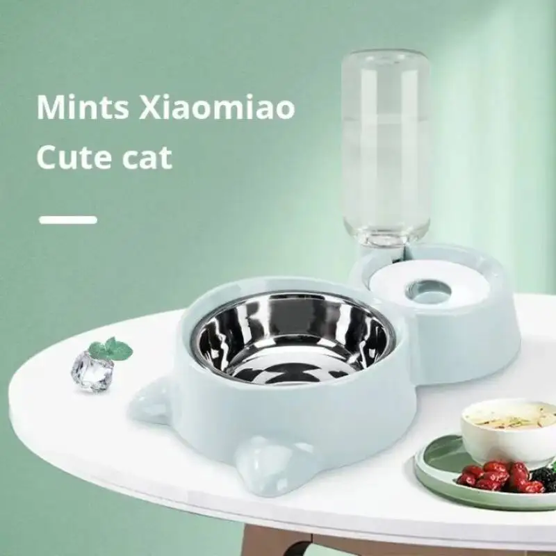 

New 2-in-1 Pet Cat Bowl Water Dispenser Automatic Fountain Water Storage 500ml Pet Dog Drinking Bowl Food Container Feeder