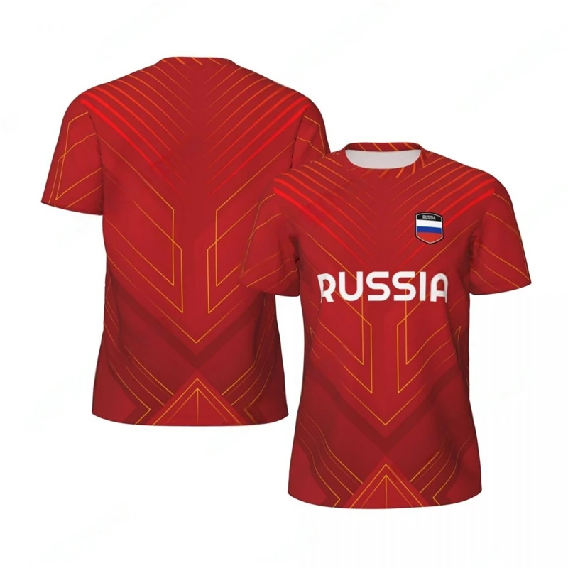 

Fashion Russia Flag Graphic Football T Shirts For Men Trend Summer 3D National Emblem Printed T-shirts Loose Quick Dry Tees Tops