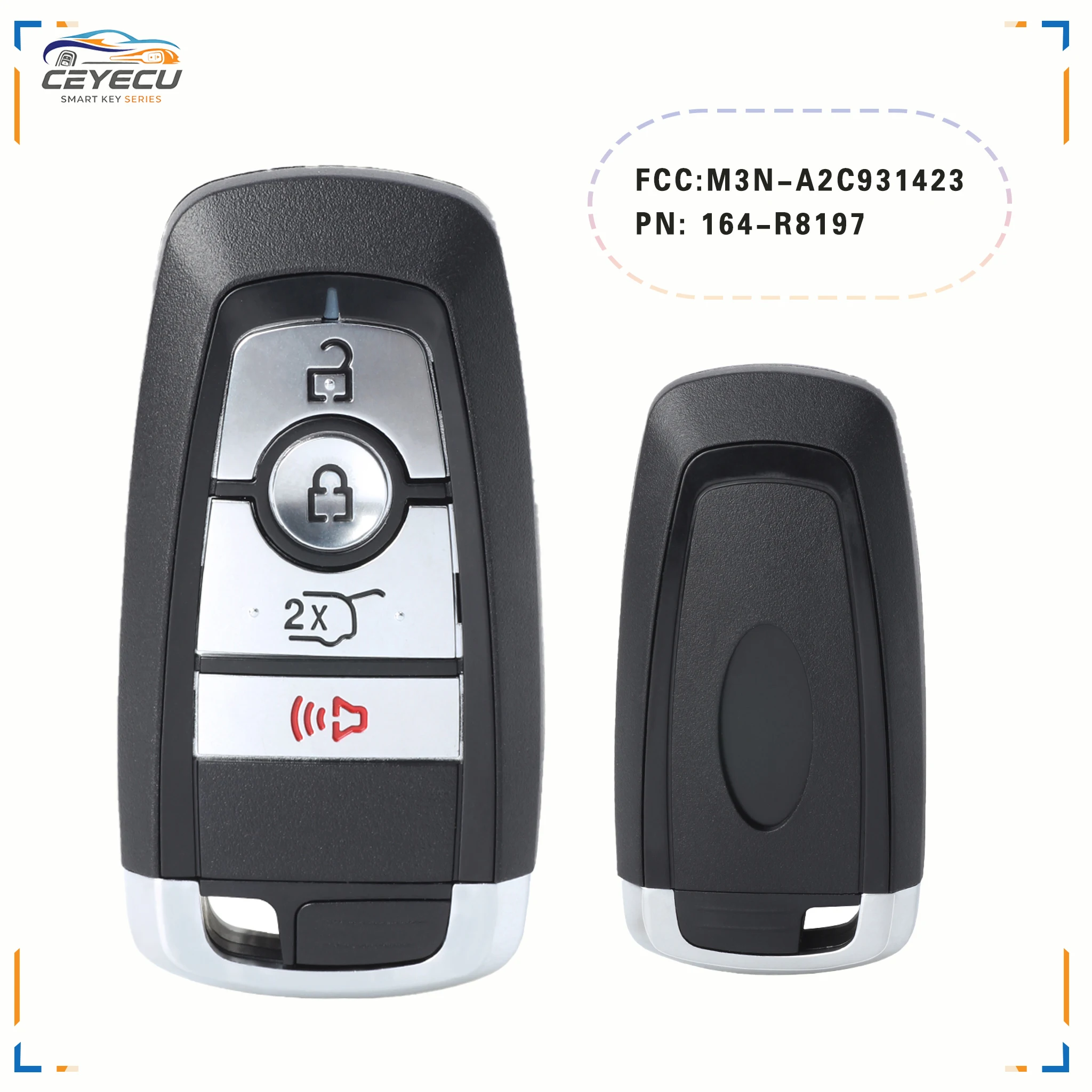 KEYECU M3N-A2C931423 Smart Proximity Key Fob for Ford Expedition 2018‑2022 Explorer Escape Maverick 164-R8197 315MHz ID49 Chip