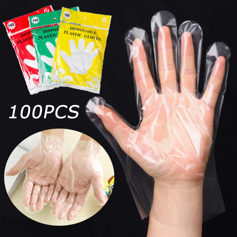 Disposable Gloves 100PCS Disposable Plastic Gloves Food Grade Household Products Transparent Disposable Gloves Kitchen strong