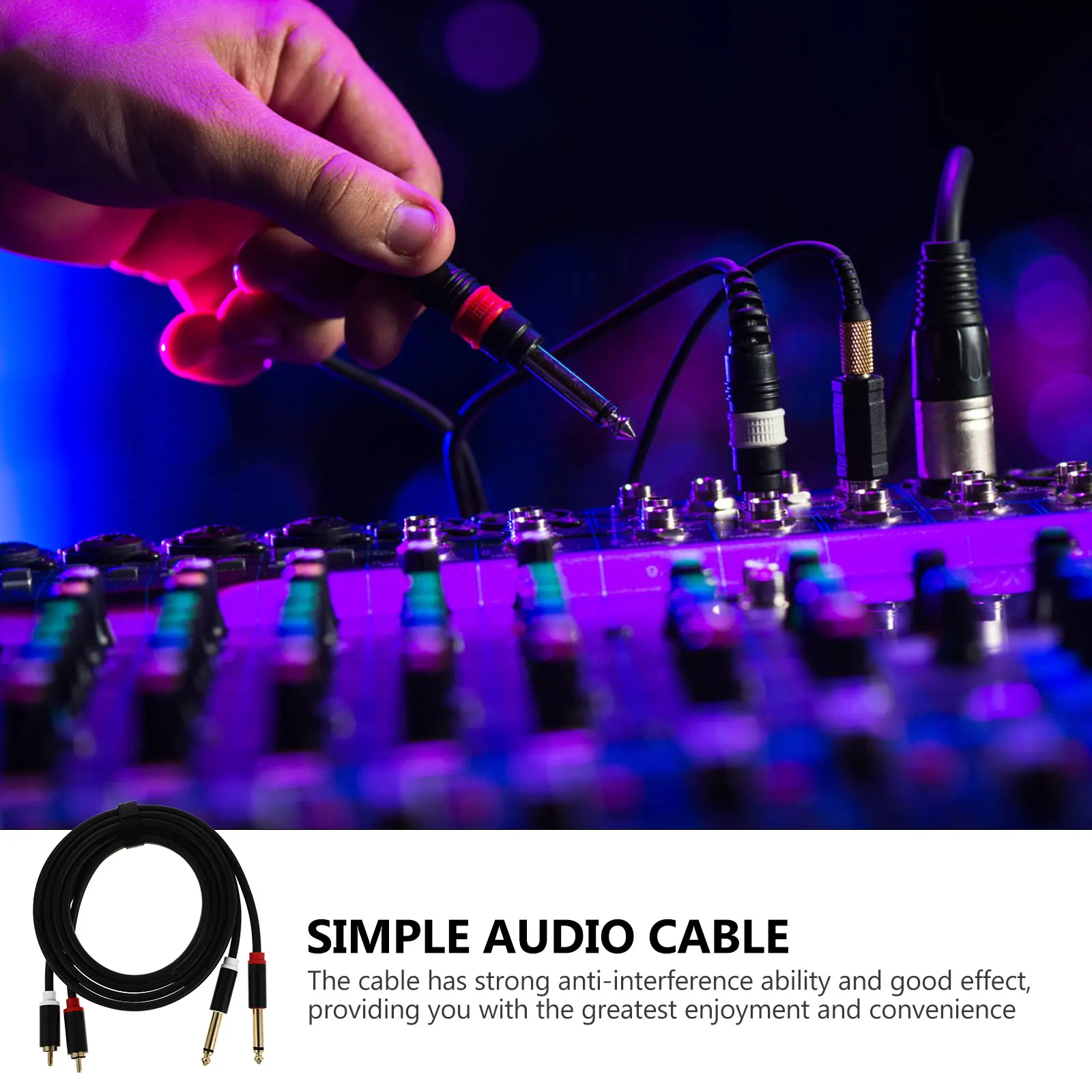 

2 Pcs Audio Cable Speakers Aluminum Alloy Amplifier Adapter Bare Copper Wire PVC Gold Plated Anti Interference Durable
