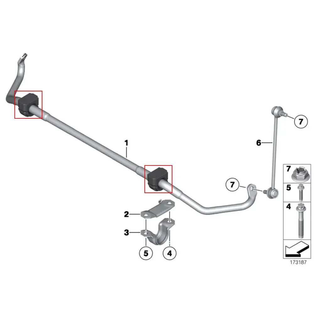 2PCS Front Axle Stabilizer Anti Roll Sway Bar Bush For BMW F06 F07 F10 F11 F12 F18 520d 520i 528i 640i