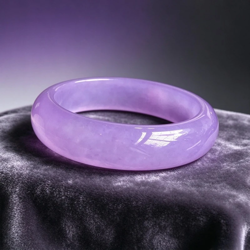 Elegant Temperament Purple Ice Through Flat Bar Jade Bracelet