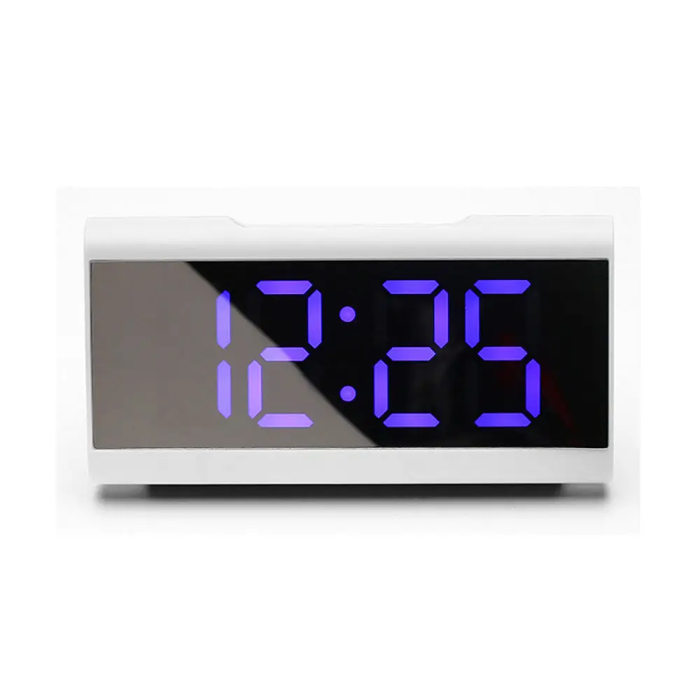 LED Digital Mirror Clock Alarm Desktop Electronic Time Display Modern Aesthetic Home Office Decoration Temperature Calendar