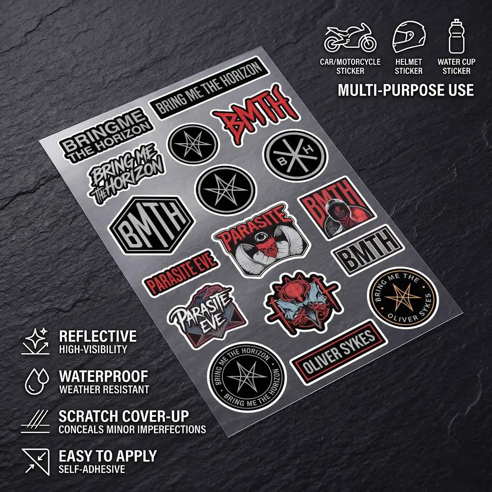 B-BringMetheHorizon-n Multi Scene Waterproof Reflective Scratch Cover Stickers Fit Auto Motorcycle Helmet Refrigerator