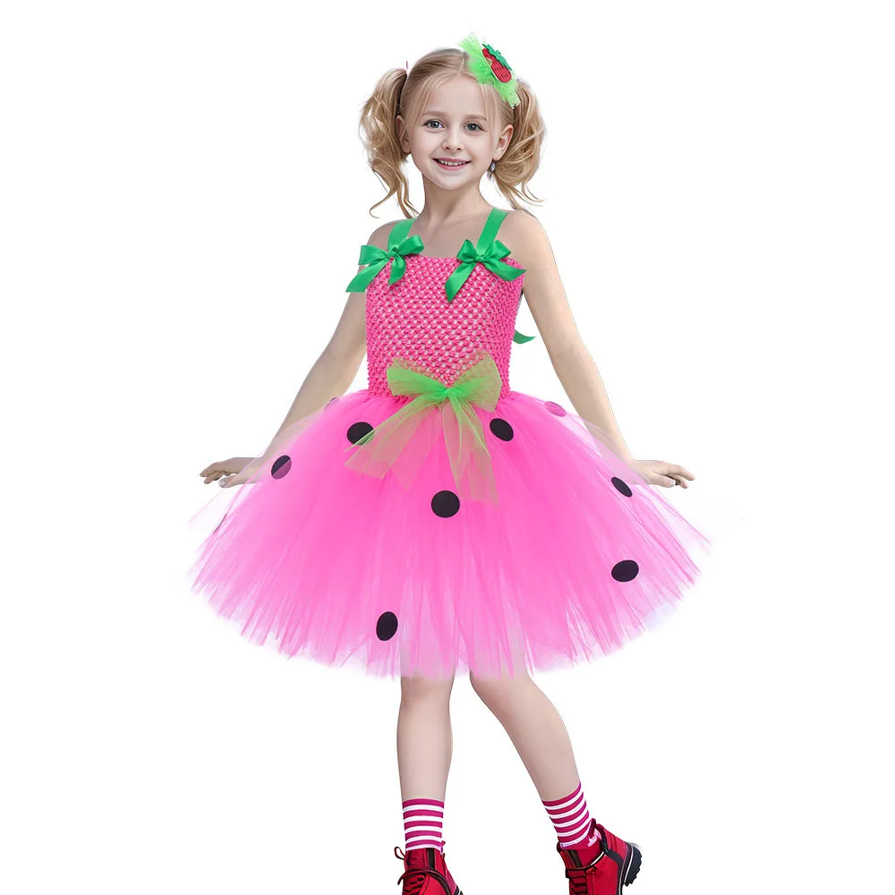 Niedliches Baby-Ballett-Tutu, Erdbeer-Spitzen-Prinzessinnenkleid, Kinder-Geburtstagskostüm, Rollenspiel-Wassermelonen-Weihnachtskleid, Geschenk – Detail 14