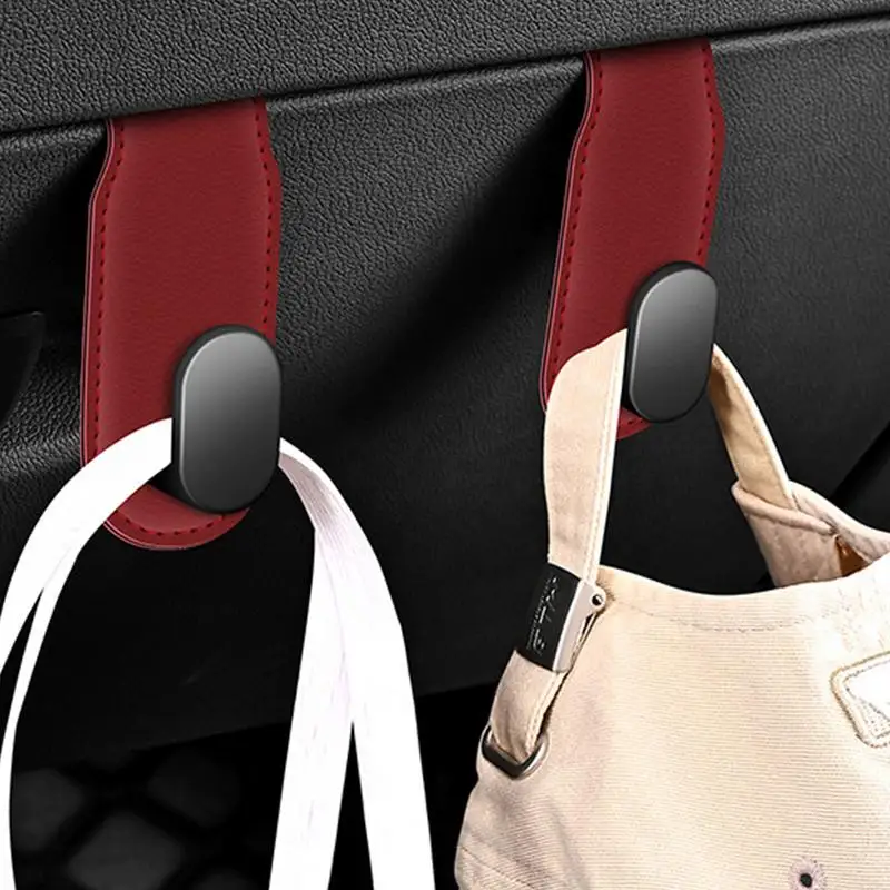 Car Seat back Bag Hooks Foldable PU leather Glove Box Hook Space-Saving Purse Hook Storage Hooks auto Car Interior Accessories