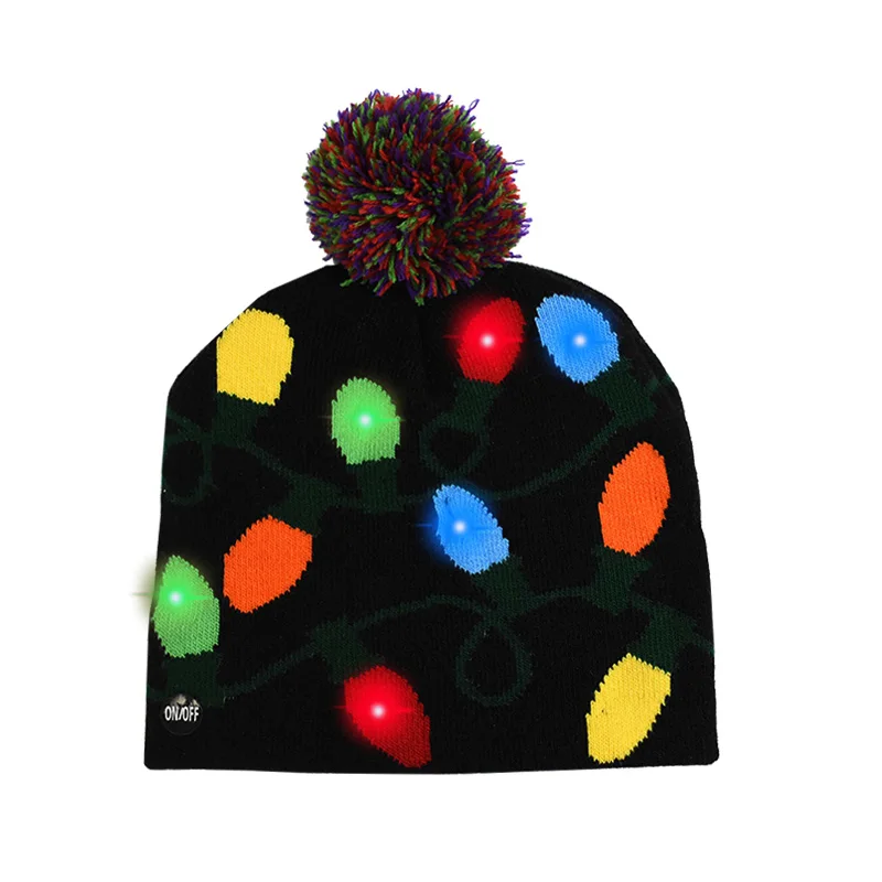 LED Christmas Sweater Hat Light Up Beanie Knitted Cap Unisex Winter My Costume Wigs Unisex LED Light-up Christmas Novelty  main image 4