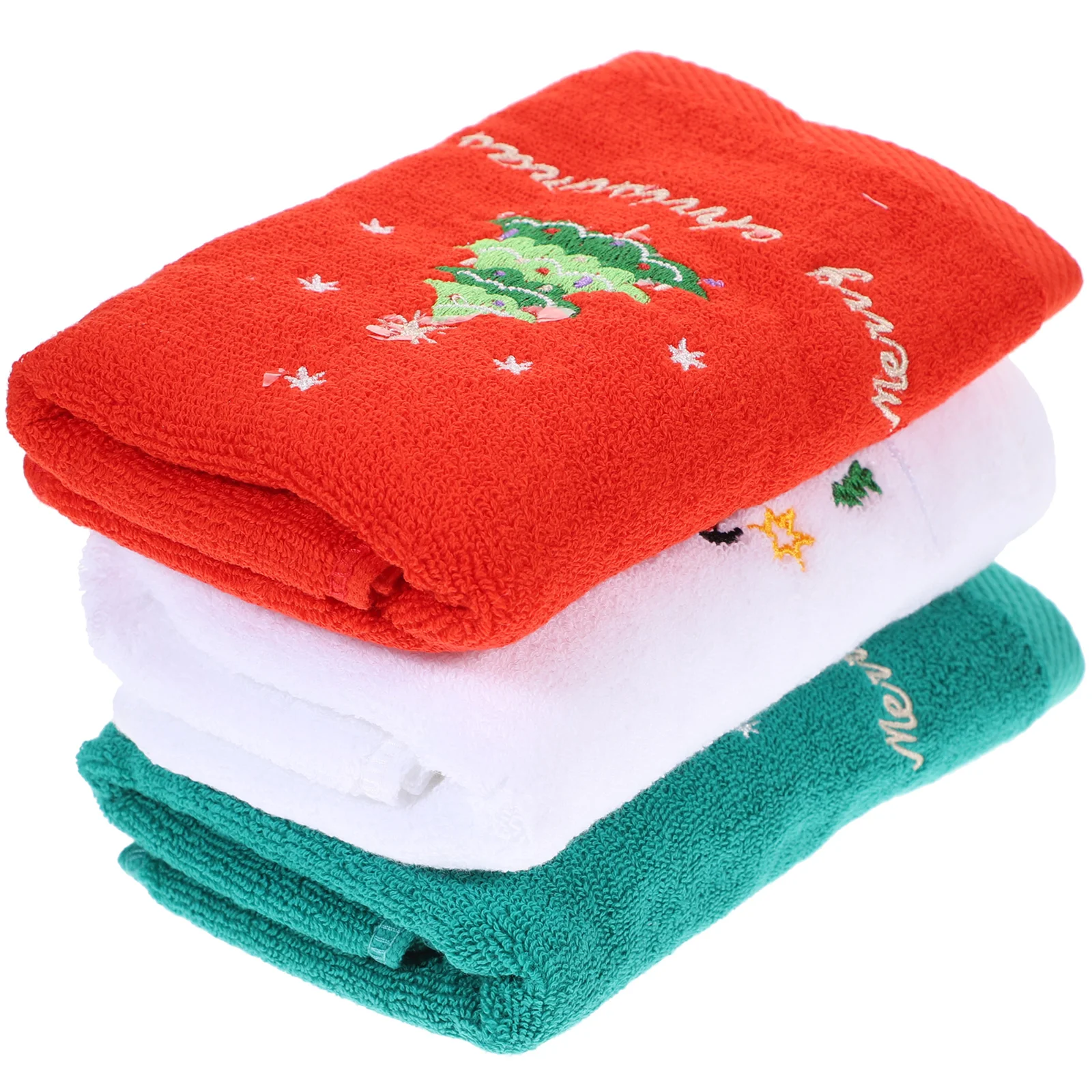 3 Pcs Soft Christmas Hand Towel Grace Festive Comfortable Cotton Baby Wash Towels