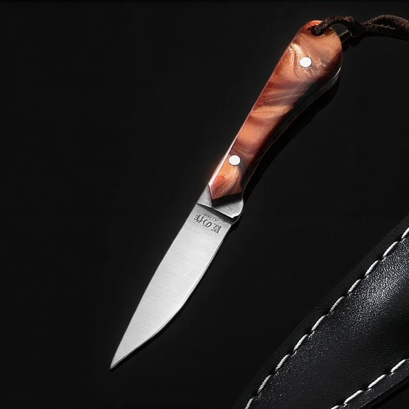 Mini Stainless Steel Outdoor Hiking Camping Fishing Fruit Cutting Tool Exquisite Pattern A Small Knife With A Glittering Handle