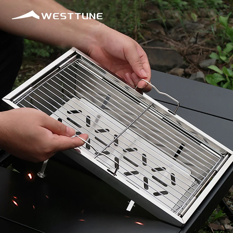 

Barbecue Grill Folding Charcoal Firewood Stove Heater Portable Camping Picnic Cookware Stainless Steel BBQ Rack