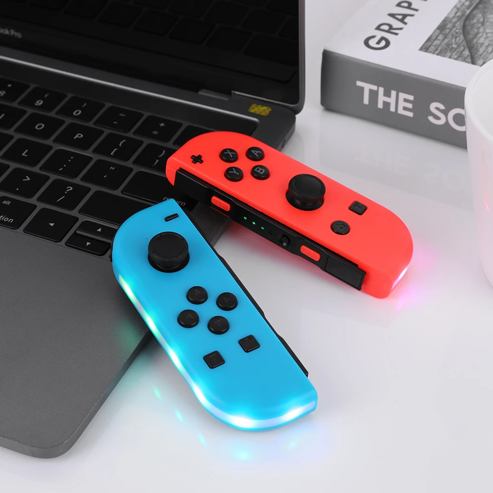 For NS Switch Joy-Con Controller Game Controller Left & Right Bluetooth-Compatible Console Controller with Hand Strap RGB Light