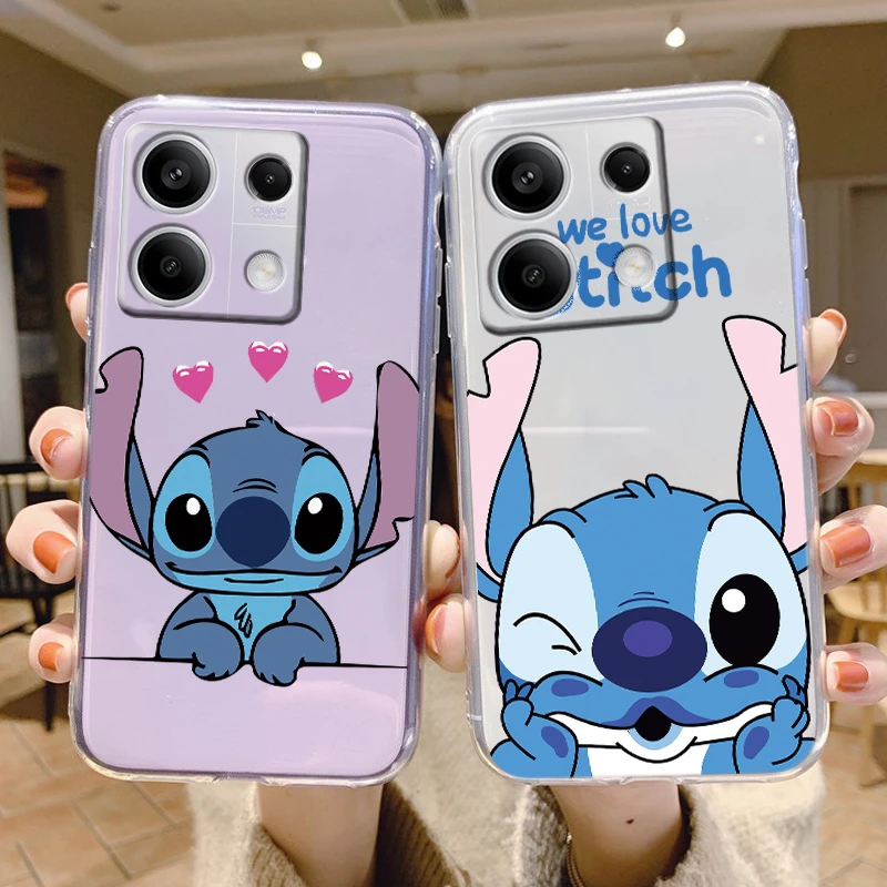 For Redmi Note 13 4G 5G Phone Case Kawaii Stitch Cartoon Cute Soft TPU Transparent Cover Angle Fundas For Redmi Note13 Capa