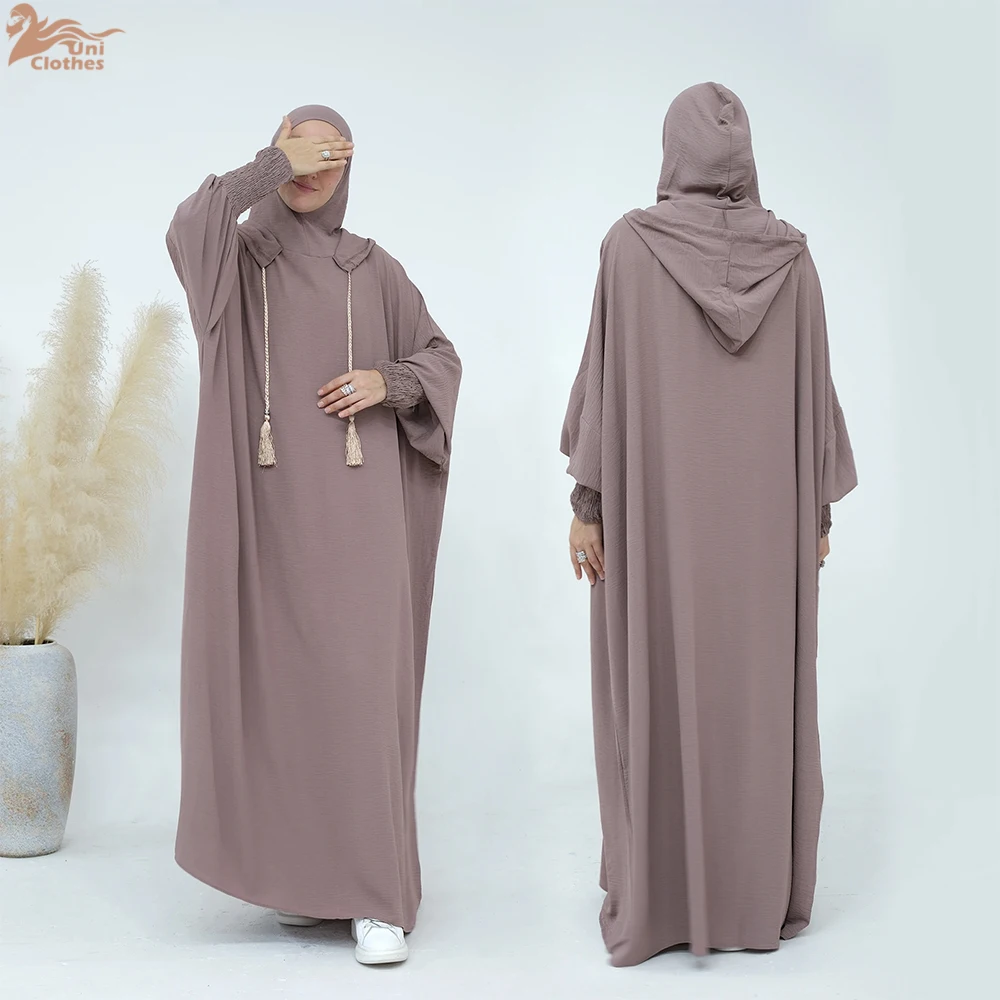 

Uni Hooded Plain Abaya Dubai 2025 Eid Ramadan Jilbab for Muslim Women Modest Dress Long Robe Islam Clothing Arab Turkey Dresses
