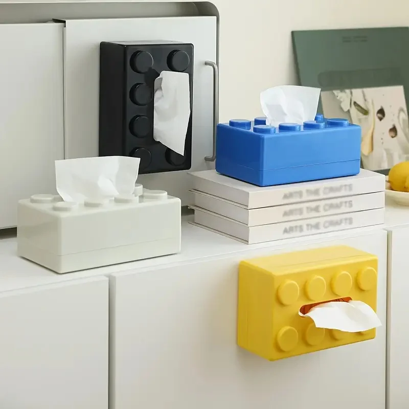 1Pc  Napkin Box Creative Building Block Tissue Holder Multifunctional Home Dining Table Storage Organizer for WallMounted