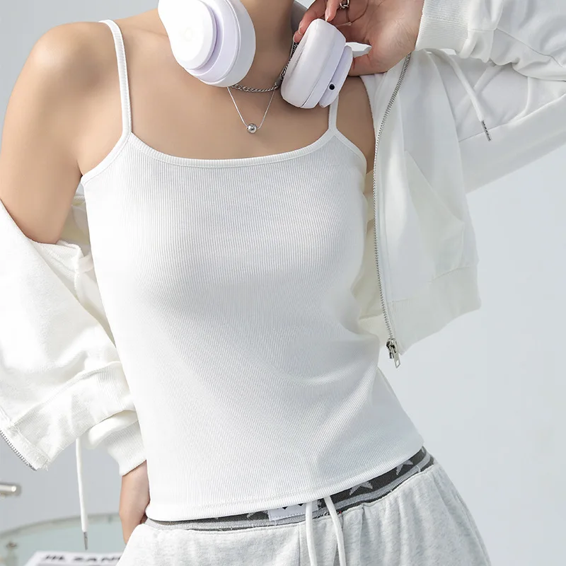 

summer new white suspender vest women's summer anti-light suit can be worn inside and outside slim-fitting and thin top
