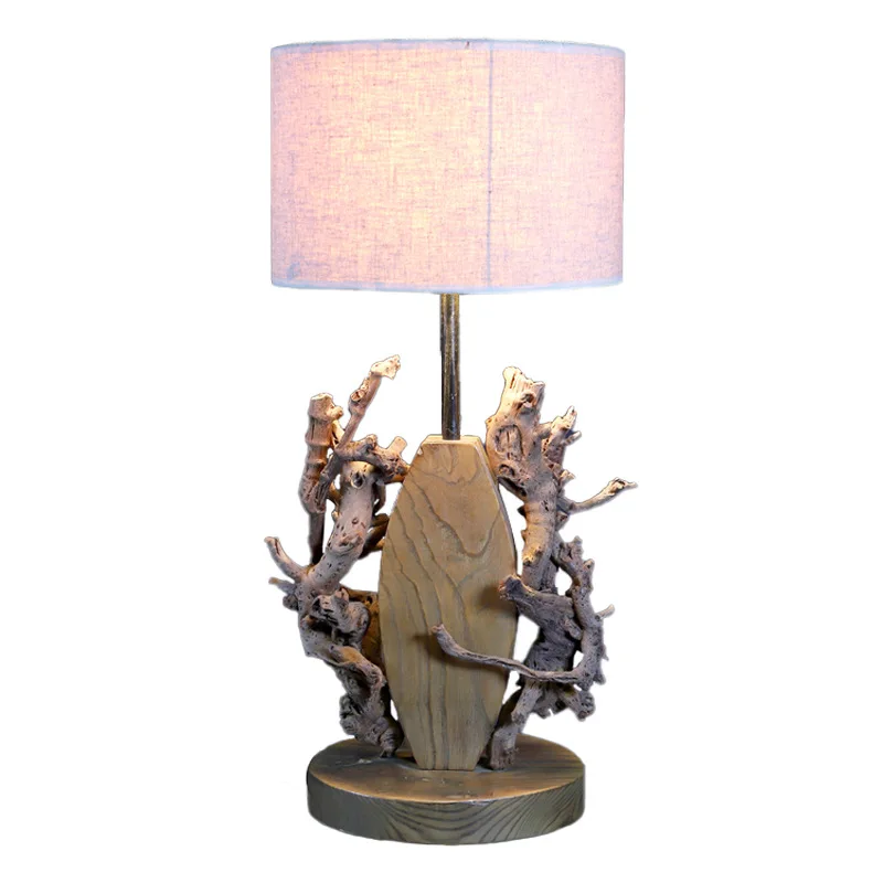 Professional handmade log craft floor lamps, pastoral warm homestay hotel decorative lamps
