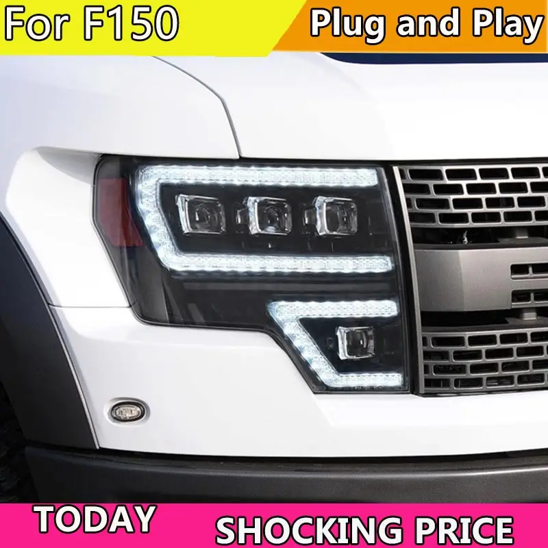 Car Lights For Ford Raptor F150 F-150 2008-2014 Head Light Upgrade LED DRL HID Headlight Accessories Front Lamp Tool